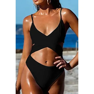 CHYRII Women's Criss Cross High Waisted One Piece Swimsuit