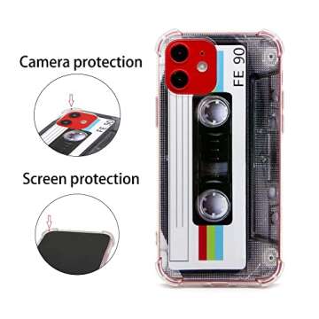 FAteamll Phone Case Matte Finish Heavy Duty Soft Back Cover with Reinforced Corners TPU Soft Bumper Retro Cassette Tape Case Compatible with iPhone 12