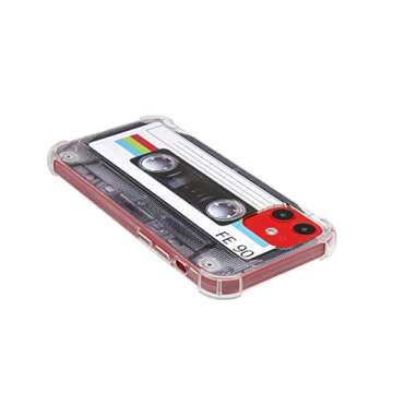 FAteamll Phone Case Matte Finish Heavy Duty Soft Back Cover with Reinforced Corners TPU Soft Bumper Retro Cassette Tape Case Compatible with iPhone 12