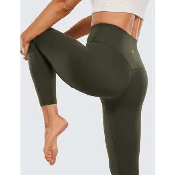 CRZ YOGA Womens High Waisted Buttery Soft Yoga Leggings 25" Olive Green