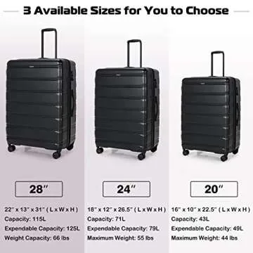 Goplus 3 Piece Luggage Set, Expandable Spinner Suitcase w/TSA Lock, 360° Double Wheels & Retractabl...