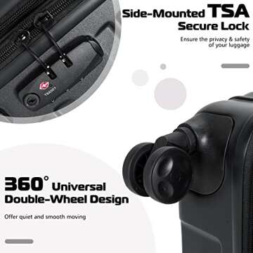 Goplus 3 Piece Luggage Set, Expandable Spinner Suitcase w/TSA Lock, 360° Double Wheels & Retractable Telescoping Handle, Lightweight PC Hard Case Luggage, 20in, 24in, 28in