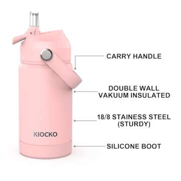 Kiocko Kids Insulated 12oz Water Bottle with Straw