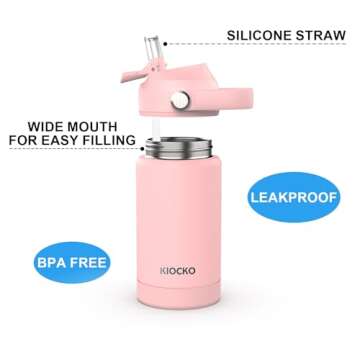 Kiocko Kids Insulated 12oz Water Bottle with Straw
