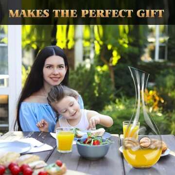 USBOQO HBS 1.2 Liters Lead-Free Premium Crystal Glass Red Wine Decanter, Clear