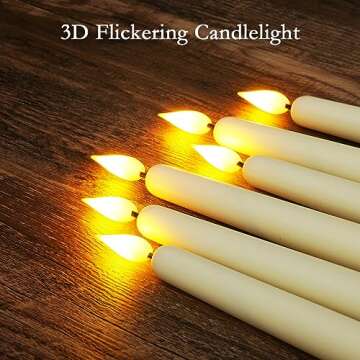 Homemory 12 Pcs Flameless Taper Candles with Remote Timer Dimmer, 11 inches Ivory Taper Candles Battery Operated, Plastic LED Candlesticks with Flickering Flame for Halloween Christmas Church Wedding