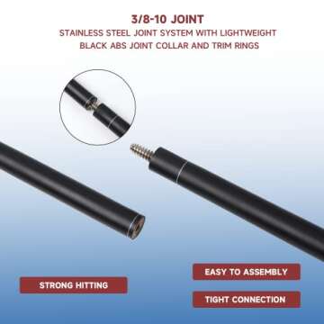 GSE Games & Sports Expert 58" 2-Piece Fiberglass Graphite Composite Billiard Pool Cue Stick, Set of 4 Pool Cues Sticks, 18/19/20/21 Oz Billiard Cue Sticks (Matte Black)