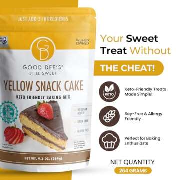 Good Dee's Keto Yellow Snack Cake Mix, Gluten Free, No Added Sugar, Gluten Free, Grain-Free, Soy-Free, Diabetic, Atkins & WW Friendly (2g Net Carbs, 12 Serving)