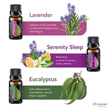 Essential Oils Set - 4 Oils & 2 Blends, Top 6 Essential Oils for Diffusers for Home, Stress Relief, Serenity Sleep Oil Blend Aromatherapy, Peppermint, Orange, Lavender, Eucalyptus Essential Oils