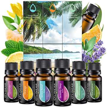 Essential Oils Set - 4 Oils & 2 Blends, Top 6 Essential Oils for Diffusers for Home, Stress Relief, Serenity Sleep Oil Blend Aromatherapy, Peppermint, Orange, Lavender, Eucalyptus Essential Oils