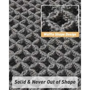 Upgraded Waffle Runner Rug Super Absorbent Non Slip Bath Mats for Bathroom Floor Machine Washable Bathroom Runner Rug with Tassels, Ideal for Hallway Bedroom Laundry Room, Dark Grey, 2'x 6'(24" x 72")