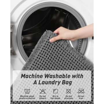 Upgraded Waffle Runner Rug Super Absorbent Non Slip Bath Mats for Bathroom Floor Machine Washable Bathroom Runner Rug with Tassels, Ideal for Hallway Bedroom Laundry Room, Dark Grey, 2'x 6'(24" x 72")