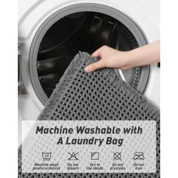 Upgraded Waffle Runner Rug Super Absorbent Non Slip Bath Mats for Bathroom Floor Machine Washable Bathroom Runner Rug with Tassels, Ideal for Hallway Bedroom Laundry Room, Dark Grey, 2'x 6'(24" x 72")