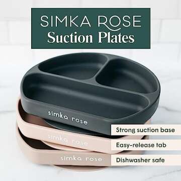 Simka Rose Baby Suction Plates for Baby & Toddler Plates Silicone Plate Baby Baby Dishes- BPA Free S...
