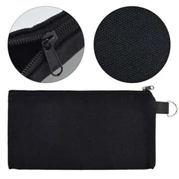 baotongle 10 PCS Multi-Purpose Cotton Canvas Zipper Invoice Bill Bag Pen Pencil Cosmetic Makeup Bag Pouch Blank DIY Craft Bag Zipper (Black Color with Black Zipper, 9 x 5)