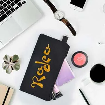 baotongle 10 PCS Multi-Purpose Cotton Canvas Zipper Invoice Bill Bag Pen Pencil Cosmetic Makeup Bag Pouch Blank DIY Craft Bag Zipper (Black Color with Black Zipper, 9 x 5)