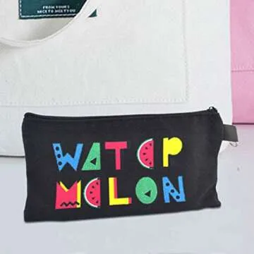 baotongle 10 PCS Multi-Purpose Cotton Canvas Zipper Invoice Bill Bag Pen Pencil Cosmetic Makeup Bag Pouch Blank DIY Craft Bag Zipper (Black Color with Black Zipper, 9 x 5)