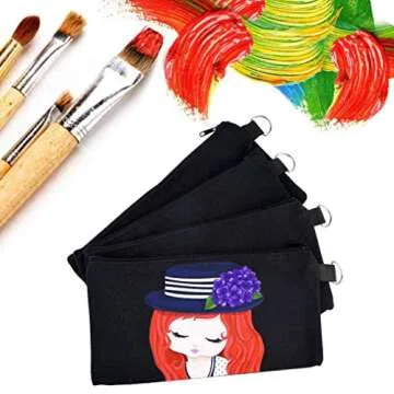 baotongle 10 PCS Multi-Purpose Cotton Canvas Zipper Invoice Bill Bag Pen Pencil Cosmetic Makeup Bag Pouch Blank DIY Craft Bag Zipper (Black Color with Black Zipper, 9 x 5)