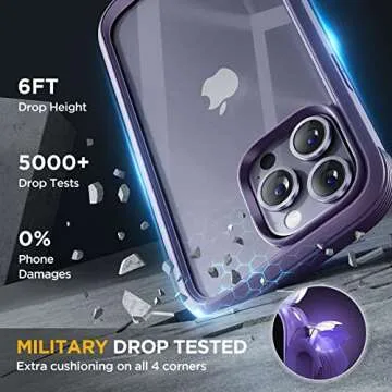 Miracase Glass Series for iPhone 14 Pro Max Case 6.7 Inch, Full-Body Clear Bumper Case with Built-in 9H Tempered Glass Screen Protector, with Camera Lens Protector (Noble Purple)