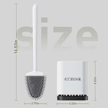 ASOBEAGE Deep Cleaner Toilet Brush: Silicone Toilet Brush with No-Slip Long Plastic Handle and Flexible Bristles, Quick Drying Holder Set for Toilet（White）
