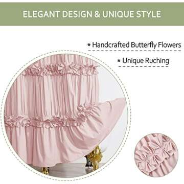 Homechoice Decor Peach Ruffle Shower Curtain - Vintage Style Decoration