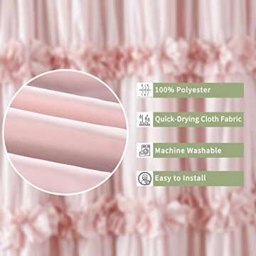 Elegant Peach Ruffle Shower Curtain for Farmhouse Decor