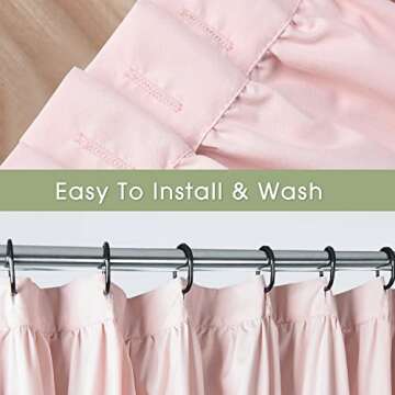 Elegant Peach Ruffle Shower Curtain for Farmhouse Decor