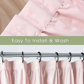 Elegant Peach Ruffle Shower Curtain for Farmhouse Decor