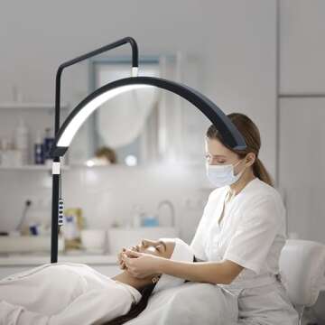 Hi_friend 23 inch Half Moon Lamp, Portable Esthetician Lash Light for Lash Tech, Bright Eyelash Extension Arched LED Floor Light, Lashing Lamp for Beauty, Skincare, Lashes