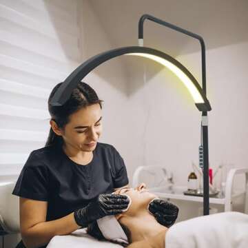Hi_friend 23 inch Half Moon Lamp, Portable Esthetician Lash Light for Lash Tech, Bright Eyelash Extension Arched LED Floor Light, Lashing Lamp for Beauty, Skincare, Lashes