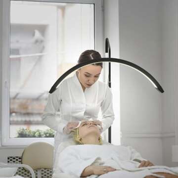 Hi_friend 23 inch Half Moon Lamp, Portable Esthetician Lash Light for Lash Tech, Bright Eyelash Extension Arched LED Floor Light, Lashing Lamp for Beauty, Skincare, Lashes