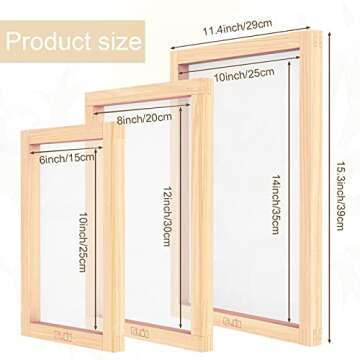 Caydo 6 Pieces 3 Size Wood Silk Screen Printing Frame Set – 10x14, 8x12, 6x10