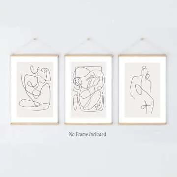 BOUHES Minimalist Line Wall Art Woman Line Drawing Poster Minimalist Wall Art for Couples Bedroom Female Line Artwork Abstract Women Body Line Prints for Living Room Bathroom Wall Decor Unframed