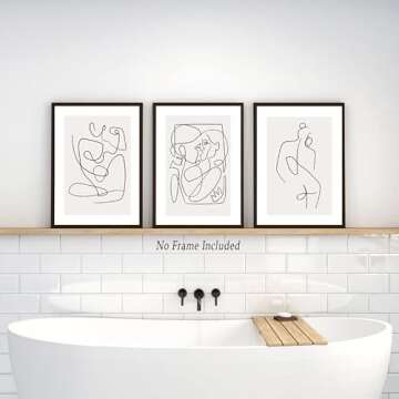 BOUHES Minimalist Line Wall Art Woman Line Drawing Poster Minimalist Wall Art for Couples Bedroom Female Line Artwork Abstract Women Body Line Prints for Living Room Bathroom Wall Decor Unframed