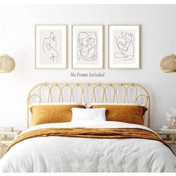 BOUHES Minimalist Line Wall Art Woman Line Drawing Poster Minimalist Wall Art for Couples Bedroom Female Line Artwork Abstract Women Body Line Prints for Living Room Bathroom Wall Decor Unframed