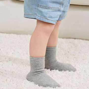 ZAPLES Baby Non Slip Crew Socks - Anti Skid for Kids