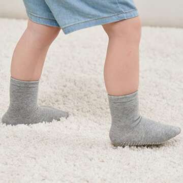 ZAPLES Baby Non Slip Crew Socks - Anti Skid for Kids