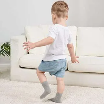 ZAPLES Baby Non Slip Crew Socks - Anti Skid for Kids