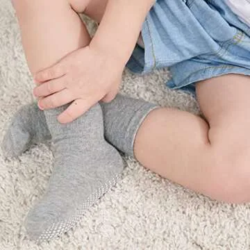 ZAPLES Baby Non Slip Crew Socks - Anti Skid for Kids