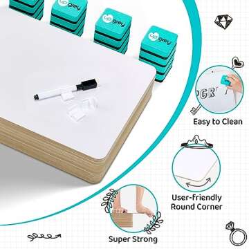 Dry Erase Lapboards 32 Pack, Double-Sided Small White Board for Classroom Student, 9"x12" Portable D...