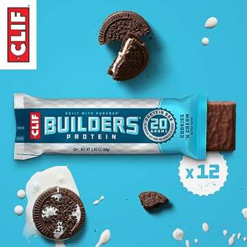 CLIF Builders - Cookies 'n Cream Flavor - Plant Based Protein Bars - Gluten Free - Non-GMO - Low Gly...