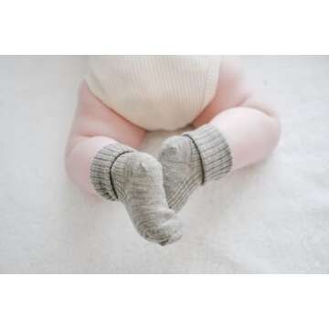 Woolino Wool Baby Socks from, Washable Merino Wool Infant Toddler Kids Socks, 6-12 Months, Cocoa/White (Pack of 3)