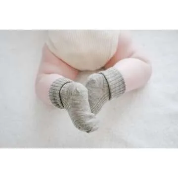 Woolino Wool Baby Socks from, Washable Merino Wool Infant Toddler Kids Socks, 6-12 Months, Cocoa/White (Pack of 3)