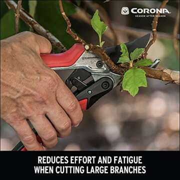 Corona RP 4224D RatchetCUT Rachet Hand Pruner - 3/4 inch Cut Capacity Stem and Branch Garden Shears, Red