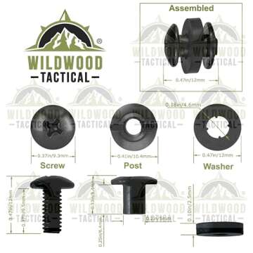 Black Chicago Screws, 72 Assorted Pieces of 1/4 & 3/8 Inch - for DIY Kydex and Leather Gun Holsters/Clips and Knife Sheaths, Includes Phillips Truss Heads + Open Slotted Fasteners + Rubber Washers