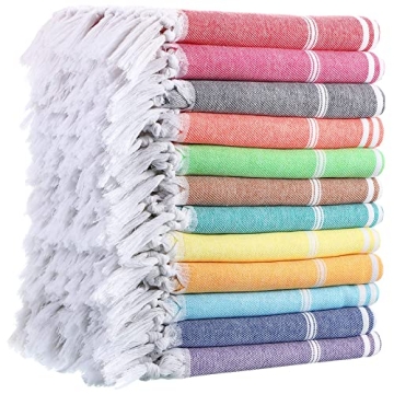 Mixweer 12 Pack Turkish Beach Towels Set - Quick Dry, Lightweight, Sand Free