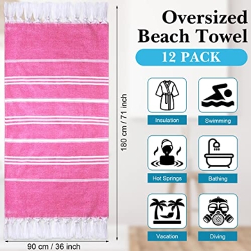 Mixweer 12 Pack Turkish Beach Towels Set Quick Dry Lightweight