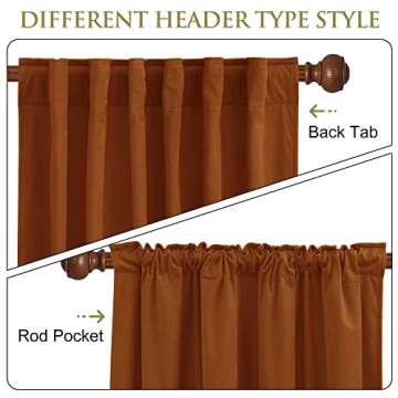 StangH Burnt Orange Velvet Curtains - Luxury Room Darkening Thermal Insulated Drapes 84 inches for B...