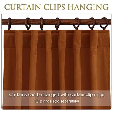 StangH Burnt Orange Velvet Curtains - Luxury Room Darkening Thermal Insulated Drapes 84 inches for Bedroom/Sliding Door, Back Tab Holiday Decoration, W52 x L84, 2 Panels