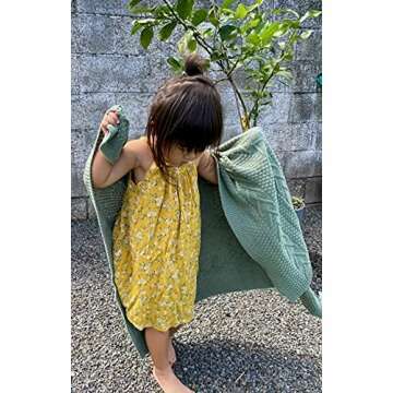 Organic Cotton Knit Baby Blanket in Juniper Green